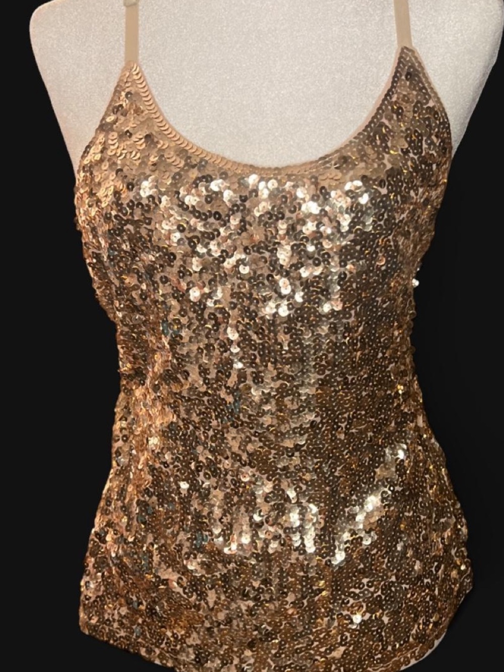 Gold Sequin Tank Top - Women's Sparkle Cami